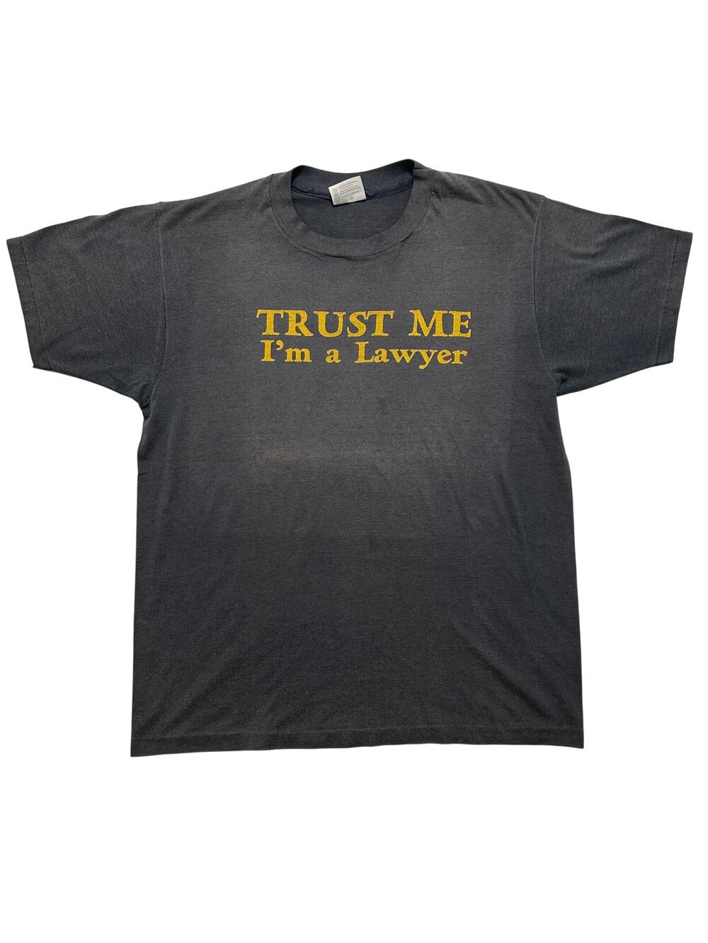 VTG 80's Trust Me I'm a Lawyer 50/50 Faded Short Sleeve T-Shirt Black Size L